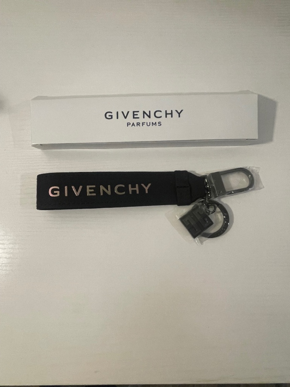 Givenchy Black Keychain Bag Charm with Silver Accents NWB